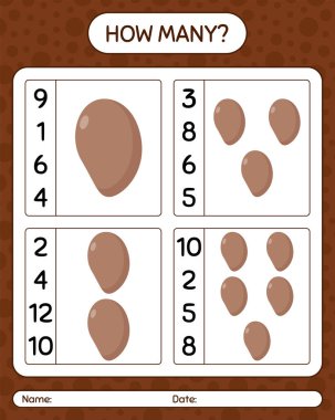 Sapotla kaç tane sayma oyunu var? Anaokulu çocukları için çalışma listesi, aktivite listesi, yazdırılabilir çalışma tablosu