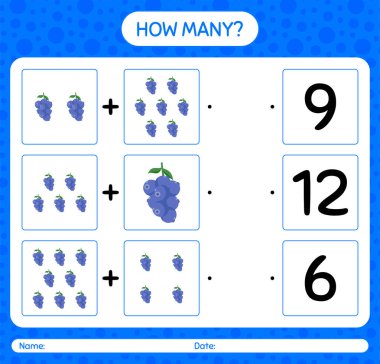 Yabanmersinli kaç tane sayma oyunu var? Anaokulu çocukları için çalışma listesi, aktivite listesi, yazdırılabilir çalışma tablosu