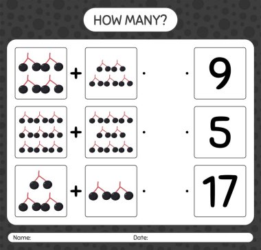 Yaşlı böğürtlenli kaç tane sayma oyunu var? Anaokulu çocukları için çalışma listesi, aktivite listesi, yazdırılabilir çalışma tablosu