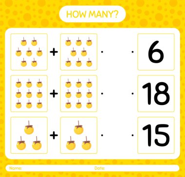 Nance ile kaç tane sayma oyunu. Anaokulu çocukları için çalışma listesi, aktivite listesi, yazdırılabilir çalışma tablosu