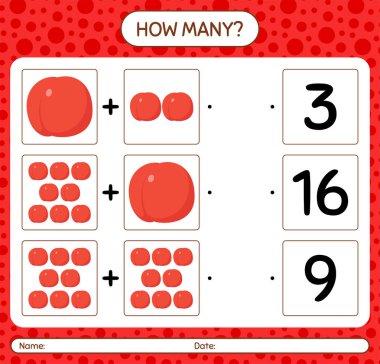 Nektarinle kaç tane sayma oyunu var? Anaokulu çocukları için çalışma listesi, aktivite listesi, yazdırılabilir çalışma tablosu