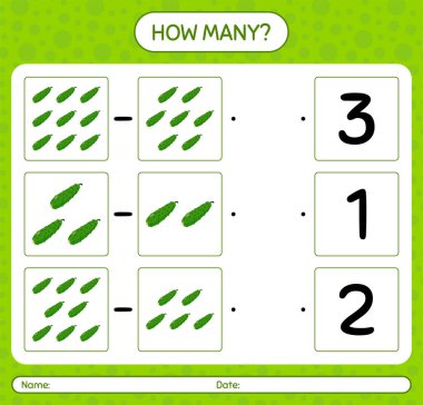 Anaokulu öğrencileri için salatalık çalışma kağıdıyla kaç tane sayma oyunu var?