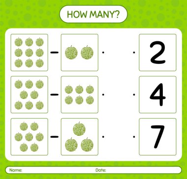 Anaokulu öğrencileri, aktivite tablosu, basılabilir çalışma tablosu için kavun çalışma tablosu olan kaç tane sayma oyunu var?