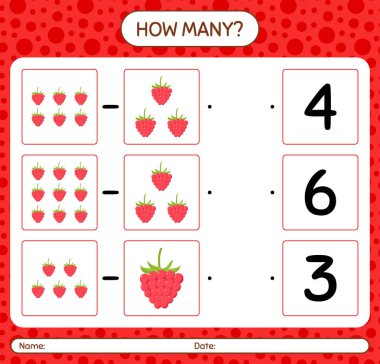 Anaokulu çocukları için ahududu çalışma kağıdıyla kaç tane sayma oyunu var?