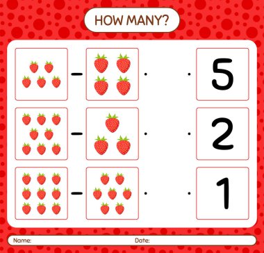 Anaokulu çocukları için çilek çalışma kağıdıyla kaç tane sayma oyunu var?