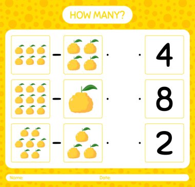 Anaokulu çocukları, aktivite kağıtları, basılabilir çalışma kağıtları için kaç tane Ugli çalışma kağıdıyla birlikte sayım oyunu