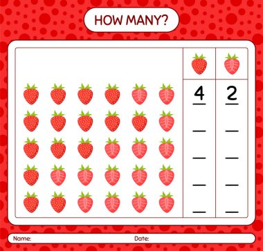 Anaokulu çocukları için çilek çalışma kağıdıyla kaç tane sayma oyunu var?