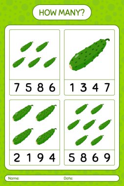 Anaokulu öğrencileri için salatalık çalışma kağıdıyla kaç tane sayma oyunu var?
