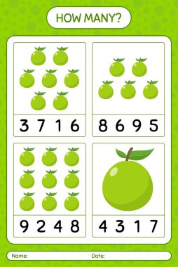 Okul öncesi çocuklar için guava çalışma kağıdıyla kaç tane sayma oyunu var?