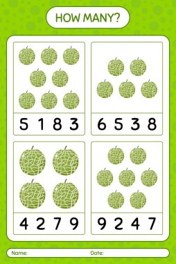 Anaokulu öğrencileri, aktivite tablosu, basılabilir çalışma tablosu için kavun çalışma tablosu olan kaç tane sayma oyunu var?