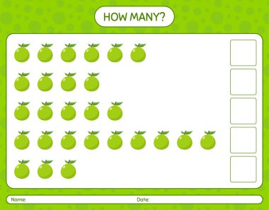 Okul öncesi çocuklar için guava çalışma kağıdıyla kaç tane sayma oyunu var?