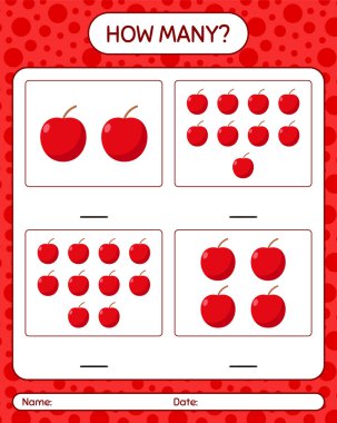 Anaokulu öğrencileri, aktivite tablosu, basılabilir çalışma tablosu için elmalı kaç tane sayma oyunu var?