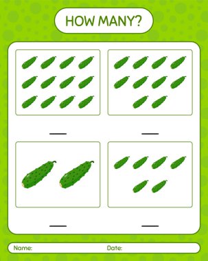 Anaokulu öğrencileri için salatalık çalışma kağıdıyla kaç tane sayma oyunu var?