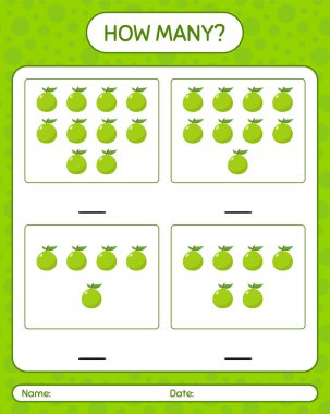 Okul öncesi çocuklar için guava çalışma kağıdıyla kaç tane sayma oyunu var?