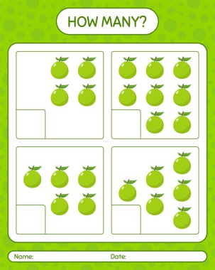 Okul öncesi çocuklar için guava çalışma kağıdıyla kaç tane sayma oyunu var?