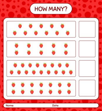 Anaokulu çocukları için çilek çalışma kağıdıyla kaç tane sayma oyunu var?