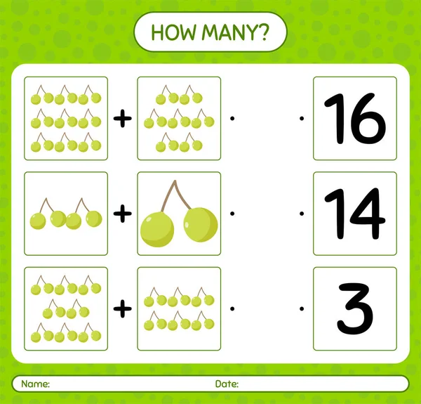 Quenepa ile kaç tane sayma oyunu. Anaokulu çocukları için çalışma listesi, aktivite listesi, yazdırılabilir çalışma tablosu