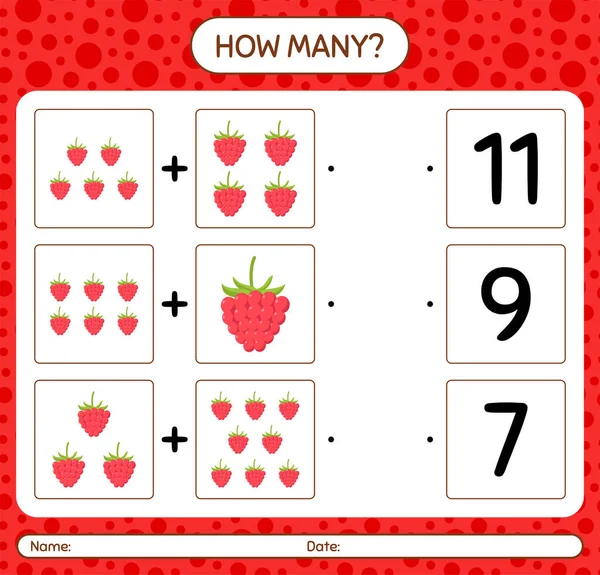 Ahududulu kaç tane sayma oyunu. Anaokulu çocukları için çalışma listesi, aktivite listesi, yazdırılabilir çalışma tablosu