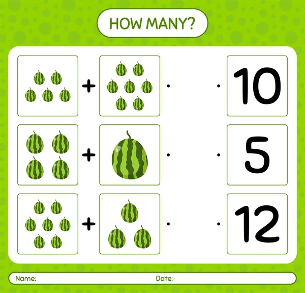 Karpuzla kaç tane sayma oyunu. Anaokulu çocukları için çalışma listesi, aktivite listesi, yazdırılabilir çalışma tablosu