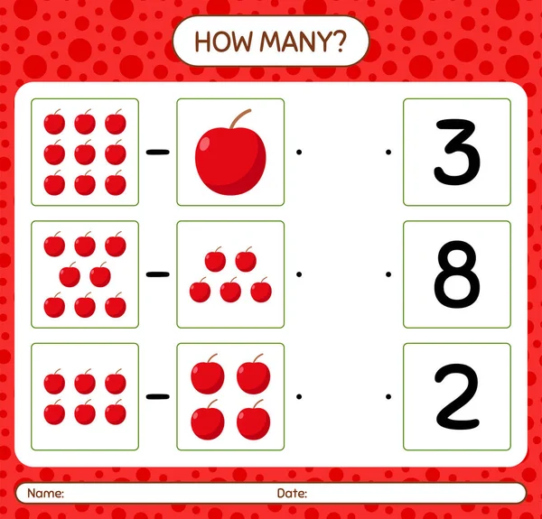 Anaokulu öğrencileri, aktivite tablosu, basılabilir çalışma tablosu için elmalı kaç tane sayma oyunu var?