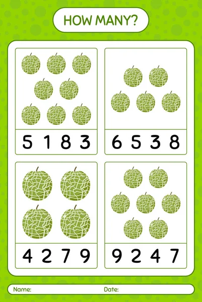 Anaokulu öğrencileri, aktivite tablosu, basılabilir çalışma tablosu için kavun çalışma tablosu olan kaç tane sayma oyunu var?