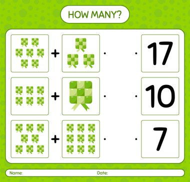 Ketupta kaç tane sayma oyunu var? Anaokulu çocukları için çalışma listesi, aktivite listesi, yazdırılabilir çalışma tablosu