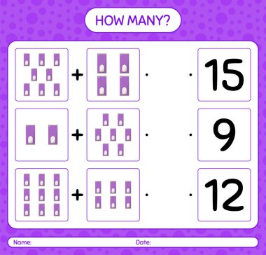 Dua halısıyla kaç tane sayma oyunu. Anaokulu çocukları için çalışma listesi, aktivite listesi, yazdırılabilir çalışma tablosu