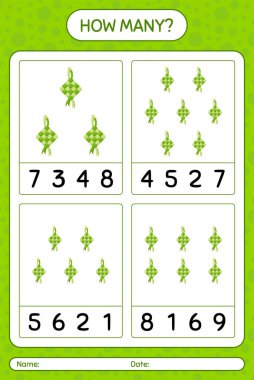 Ketupta kaç tane sayma oyunu var? Anaokulu çocukları için çalışma listesi, aktivite listesi, yazdırılabilir çalışma tablosu