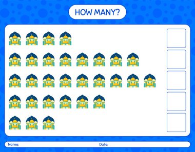 Camide kaç tane sayma oyunu var? Anaokulu çocukları için çalışma listesi, aktivite listesi, yazdırılabilir çalışma tablosu