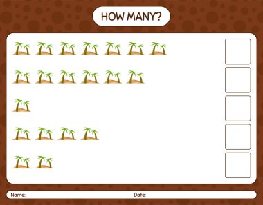 Vahada kaç tane sayma oyunu var? Anaokulu çocukları için çalışma listesi, aktivite listesi, yazdırılabilir çalışma tablosu