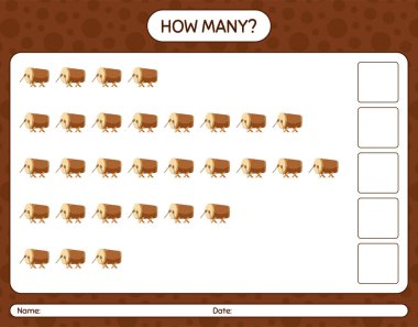 Kazılmış davulla kaç tane sayma oyunu. Anaokulu çocukları için çalışma listesi, aktivite listesi, yazdırılabilir çalışma tablosu