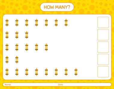 Arap feneriyle kaç tane sayma oyunu. Anaokulu çocukları için çalışma listesi, aktivite listesi, yazdırılabilir çalışma tablosu