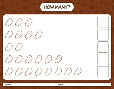 Dua boncuklarıyla kaç tane sayma oyunu. Anaokulu çocukları için çalışma listesi, aktivite listesi, yazdırılabilir çalışma tablosu