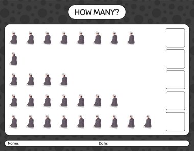 Dua ile kaç tane sayma oyunu. Anaokulu çocukları için çalışma listesi, aktivite listesi, yazdırılabilir çalışma tablosu