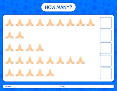 Dua ile kaç tane sayma oyunu. Anaokulu çocukları için çalışma listesi, aktivite listesi, yazdırılabilir çalışma tablosu