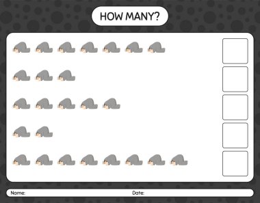Dua ile kaç tane sayma oyunu. Anaokulu çocukları için çalışma listesi, aktivite listesi, yazdırılabilir çalışma tablosu