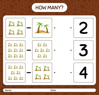 Vahada kaç tane sayma oyunu var? Anaokulu çocukları için çalışma listesi, aktivite listesi, yazdırılabilir çalışma tablosu