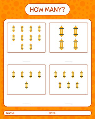 Arap feneriyle kaç tane sayma oyunu. Anaokulu çocukları için çalışma listesi, aktivite listesi, yazdırılabilir çalışma tablosu