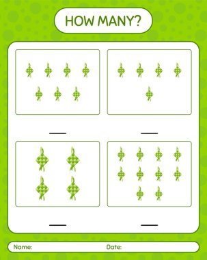 Ketupta kaç tane sayma oyunu var? Anaokulu çocukları için çalışma listesi, aktivite listesi, yazdırılabilir çalışma tablosu