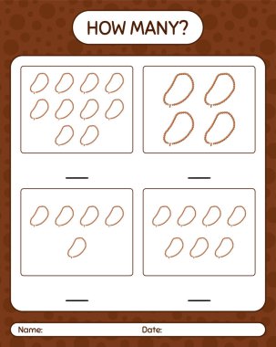 Dua boncuklarıyla kaç tane sayma oyunu. Anaokulu çocukları için çalışma listesi, aktivite listesi, yazdırılabilir çalışma tablosu