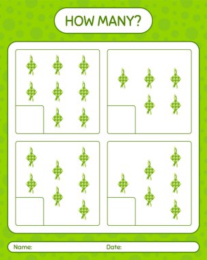 Ketupta kaç tane sayma oyunu var? Anaokulu çocukları için çalışma listesi, aktivite listesi, yazdırılabilir çalışma tablosu