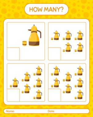 Arap çaydanlığıyla kaç tane sayma oyunu. Anaokulu çocukları için çalışma listesi, aktivite listesi, yazdırılabilir çalışma tablosu