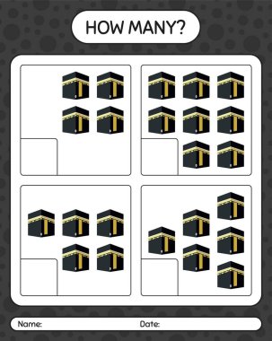 Kabe 'de kaç tane sayma oyunu var? Anaokulu çocukları için çalışma listesi, aktivite listesi, yazdırılabilir çalışma tablosu