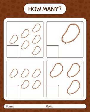 Dua boncuklarıyla kaç tane sayma oyunu. Anaokulu çocukları için çalışma listesi, aktivite listesi, yazdırılabilir çalışma tablosu