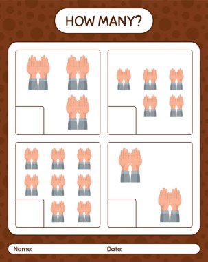 Dua ile kaç tane sayma oyunu. Anaokulu çocukları için çalışma listesi, aktivite listesi, yazdırılabilir çalışma tablosu