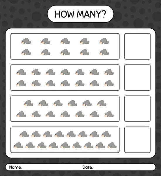 Wie Viele Zählspiele Mit Dem Beten Arbeitsblatt Für Vorschulkinder Arbeitsblatt — Stockvektor