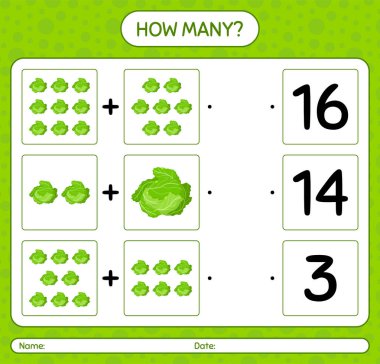 Lahanayla kaç tane sayma oyunu var? Anaokulu çocukları için çalışma listesi, aktivite listesi, yazdırılabilir çalışma tablosu