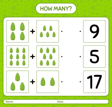 Chayote ile kaç tane sayma oyunu. Anaokulu çocukları için çalışma listesi, aktivite listesi, yazdırılabilir çalışma tablosu