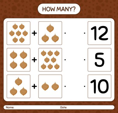 Jicama 'yla kaç tane sayma oyunu var? Anaokulu çocukları için çalışma listesi, aktivite listesi, yazdırılabilir çalışma tablosu