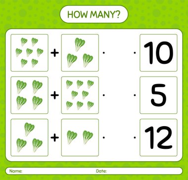 Komatsuna ile kaç tane sayma oyunu var? Anaokulu çocukları için çalışma listesi, aktivite listesi, yazdırılabilir çalışma tablosu